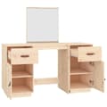 Miniatyrbild 7 av 11: vidaXL Sminkbord med spegel massiv furu