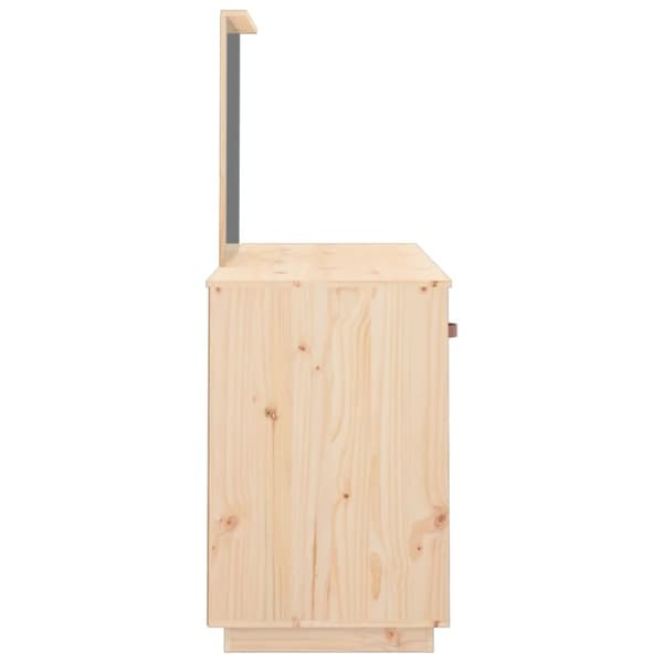 vidaXL Sminkbord med spegel massiv furu