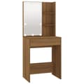 Miniatyrbillede 3 af 11: vidaXL makeupbord med LED-lys 60x40x140 cm brun egetræsfarve