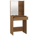 Miniatyrbillede 4 af 11: vidaXL makeupbord med LED-lys 60x40x140 cm brun egetræsfarve