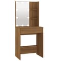 Miniatyrbillede 2 af 11: vidaXL makeupbord med LED-lys 60x40x140 cm brun egetræsfarve