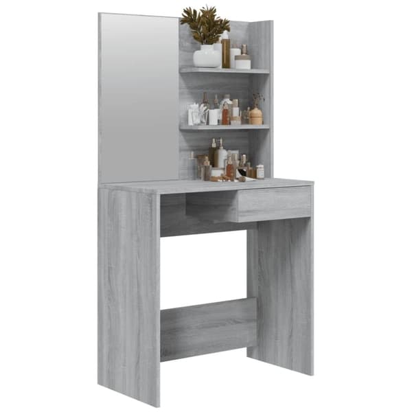 vidaXL makeupbord med spejl 74,5x40x141 cm grå sonoma-eg