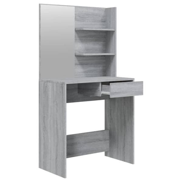 vidaXL makeupbord med spejl 74,5x40x141 cm grå sonoma-eg