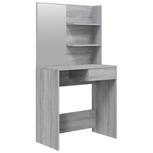 vidaXL makeupbord med spejl 74,5x40x141 cm grå sonoma-eg