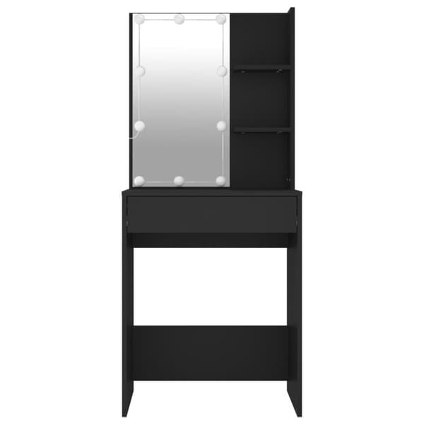 vidaXL Sminkbord med LED svart 60x40x140 cm