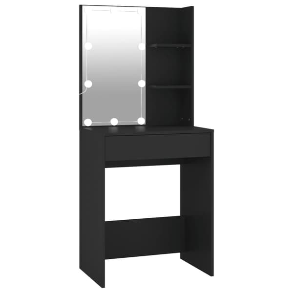 vidaXL Sminkbord med LED svart 60x40x140 cm