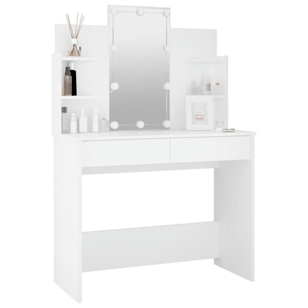 vidaXL Peilipöytä LED-valoilla valkoinen 96x40x142 cm