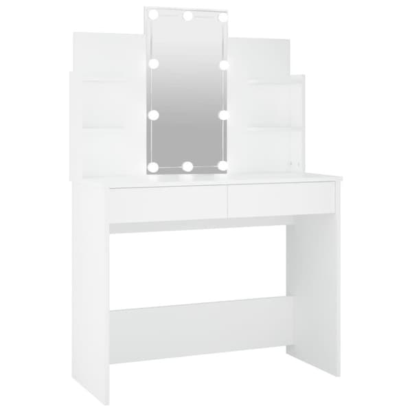 vidaXL Peilipöytä LED-valoilla valkoinen 96x40x142 cm