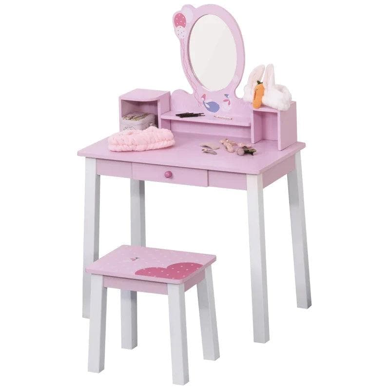 Rootz Children's Dressing Table Dressing Table With Stool Dressing