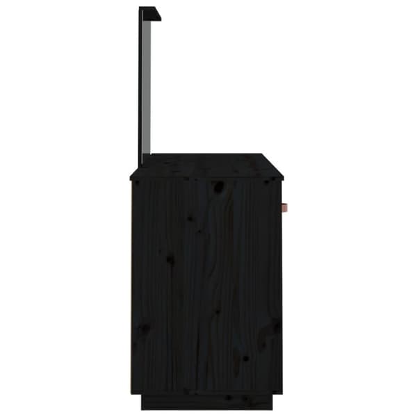 vidaXL makeupbord med spejl massivt fyrretræ sort