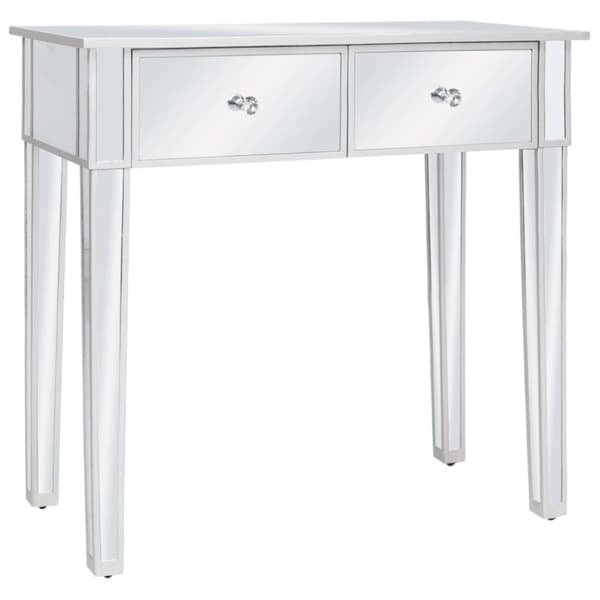 vidaXL spejl-kosmetikbord med skammel MDF og glas