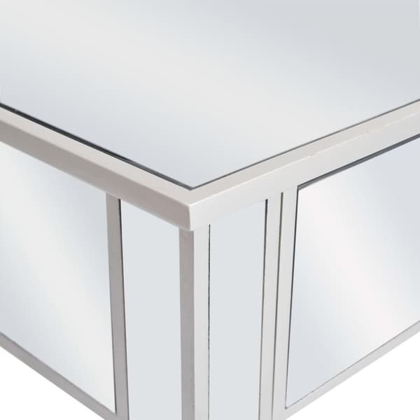 vidaXL spejl-kosmetikbord med skammel MDF og glas