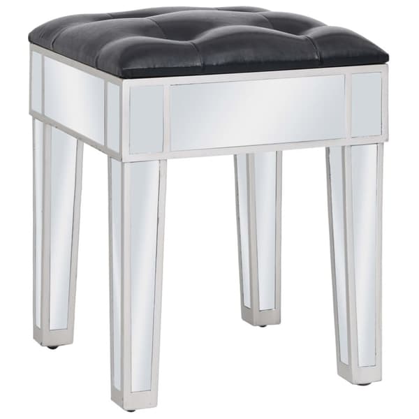 vidaXL spejl-kosmetikbord med skammel MDF og glas