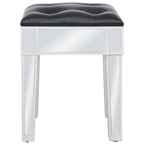 vidaXL spejl-kosmetikbord med skammel MDF og glas