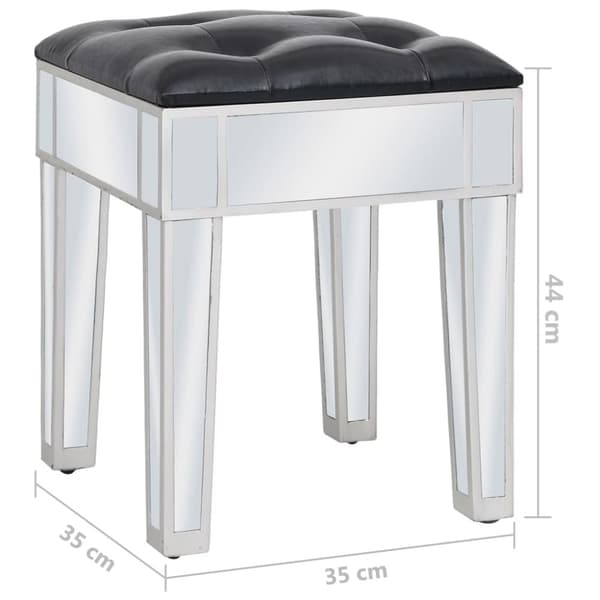 vidaXL spejl-kosmetikbord med skammel MDF og glas