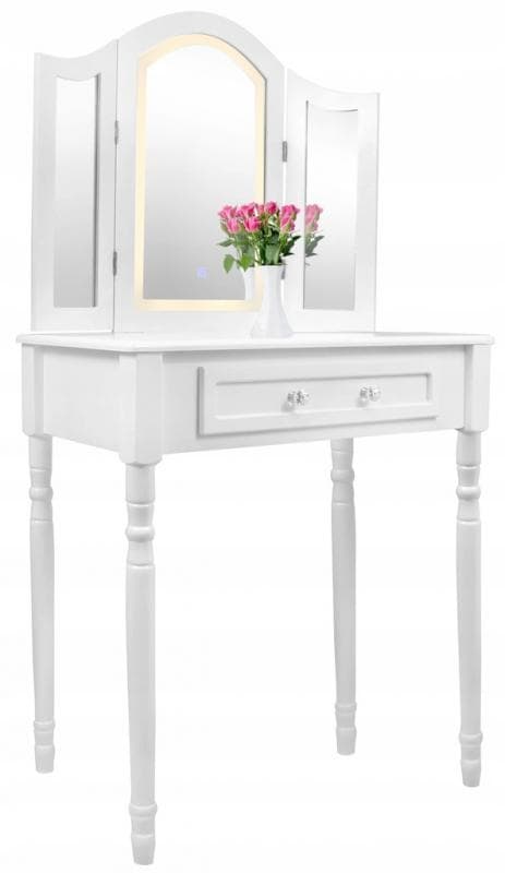 Sminkbord - med spegel och pall - LED-belysning - 74x137x40 cm