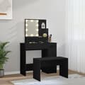 Miniatyrbild 3 av 11: vidaXL Sminkbord med spegel LED svart konstruerat trä