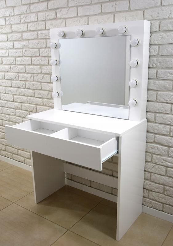 Sminkbord - sminkbord - med spegel - 80x76x140,5 cm - vit