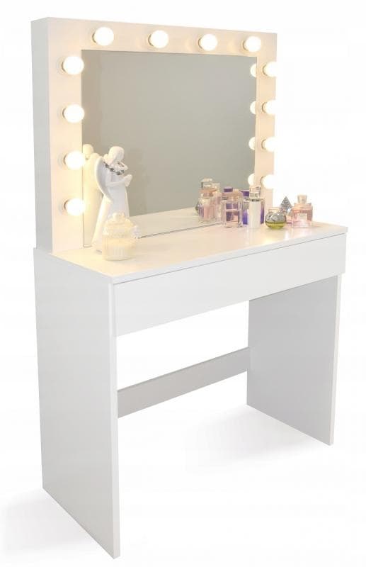 Sminkbord - sminkbord - med spegel - 80x76x140,5 cm - vit