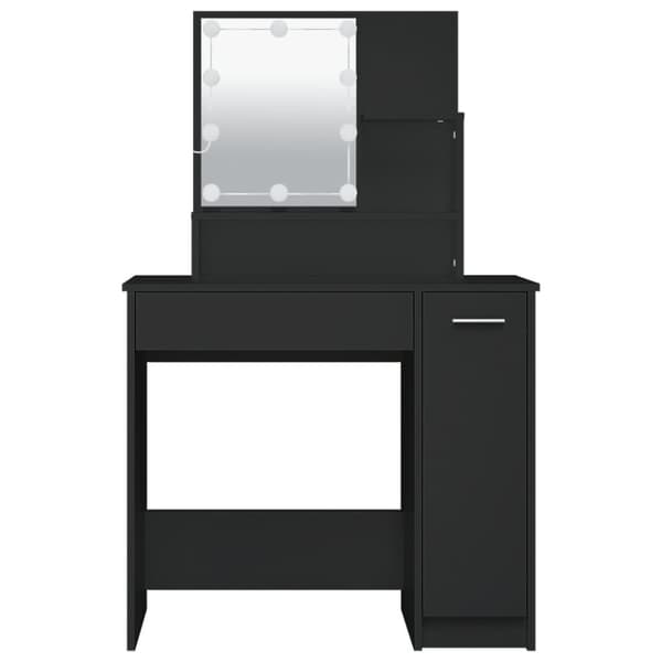 vidaXL Peilipöytä LED-valoilla musta 86,5x35x136 cm