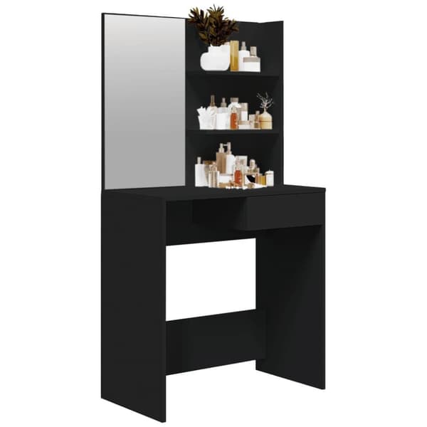 vidaXL makeupbord med spejl 74,5x40x141 cm sort