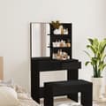 Miniatyrbillede 11 af 11: vidaXL makeupbord med spejl 74,5x40x141 cm sort