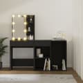 Miniatyrbillede 8 af 11: vidaXL makeupbord med LED-lys og skab konstrueret træ sort