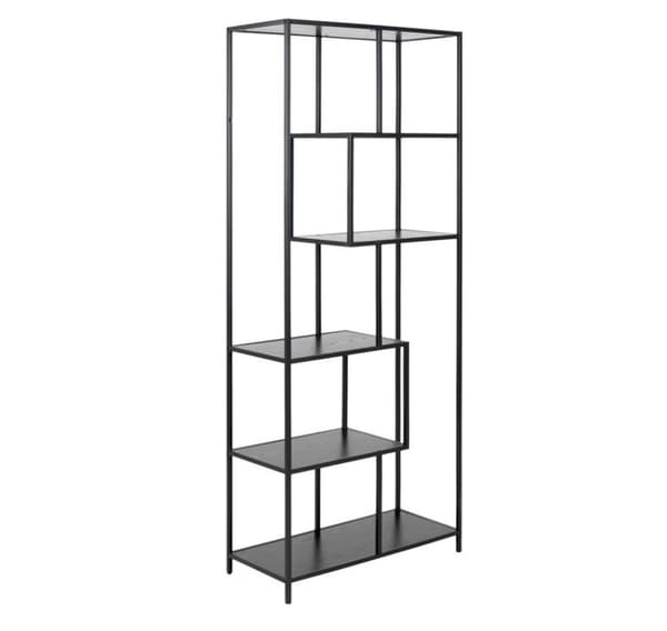 Bokhylle SEAFORD 77x35xH185cm, sort