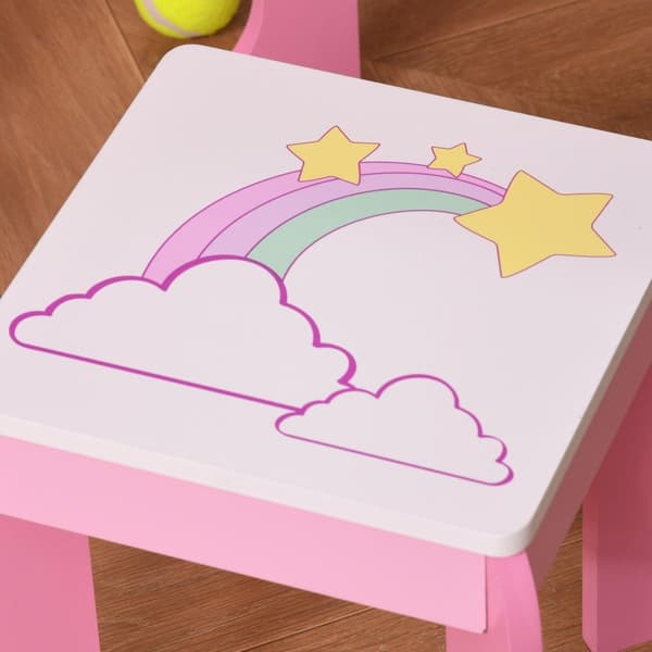 Rootz 2-set toalettbord för barn - Rosa, Vit - Konstruerat trä, akryl - 19,29 cm x 13,38 cm x 35,43 cm