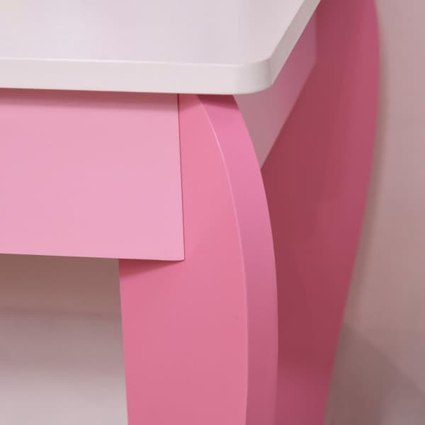 Rootz 2-set toalettbord för barn - Rosa, Vit - Konstruerat trä, akryl - 19,29 cm x 13,38 cm x 35,43 cm
