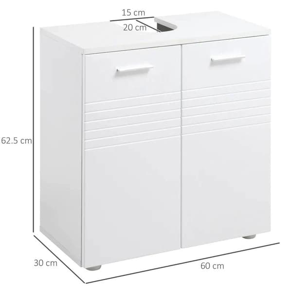 Rootz Underdel - Underdel - Badrumsskåp - Diskbänksskåp - Underdel med justerbar hylla - 60 cm x 30 cm x 62,5 cm