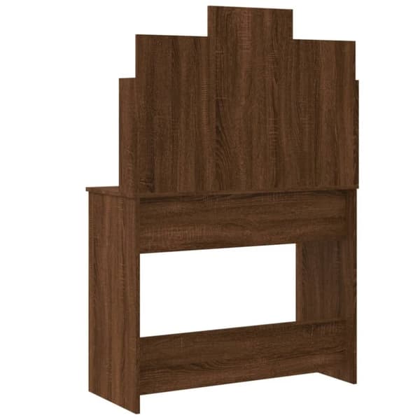 vidaXL Sminkbord med LED brun ek 96x40x142 cm