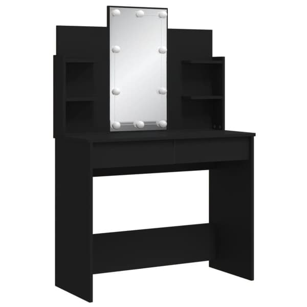vidaXL makeupbord med LED-lys 96x40x142 cm sort