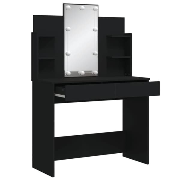 vidaXL makeupbord med LED-lys 96x40x142 cm sort