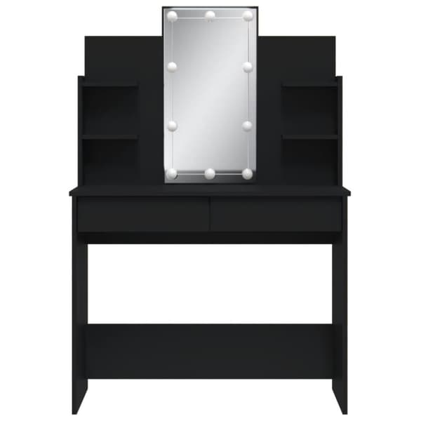 vidaXL makeupbord med LED-lys 96x40x142 cm sort