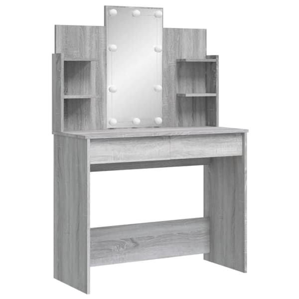 vidaXL Peilipöytä LED-valoilla harmaa Sonoma 96x40x142 cm