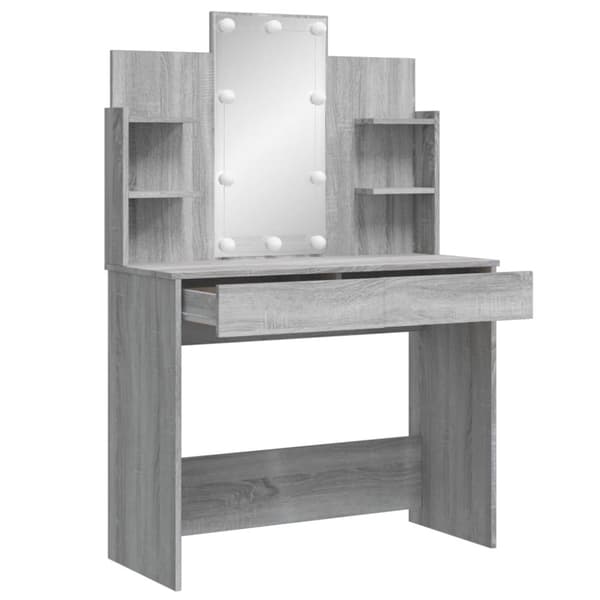 vidaXL Peilipöytä LED-valoilla harmaa Sonoma 96x40x142 cm