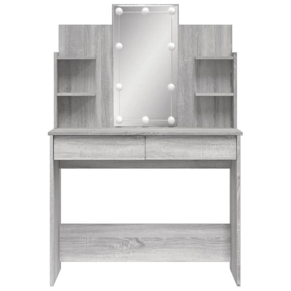 vidaXL Peilipöytä LED-valoilla harmaa Sonoma 96x40x142 cm