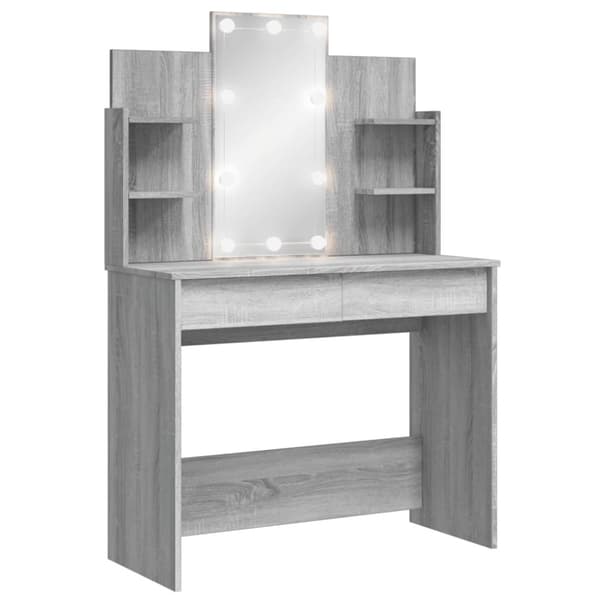vidaXL Peilipöytä LED-valoilla harmaa Sonoma 96x40x142 cm