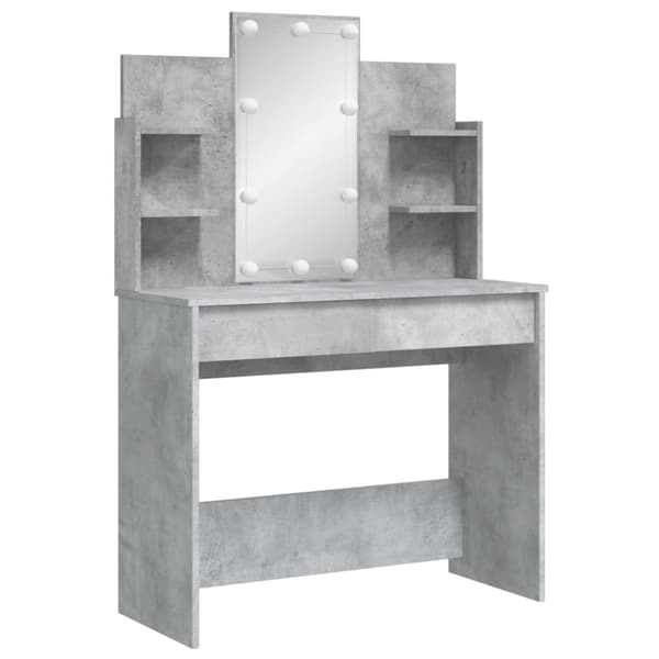 vidaXL Sminkbord med LED betonggrå 96x40x142 cm