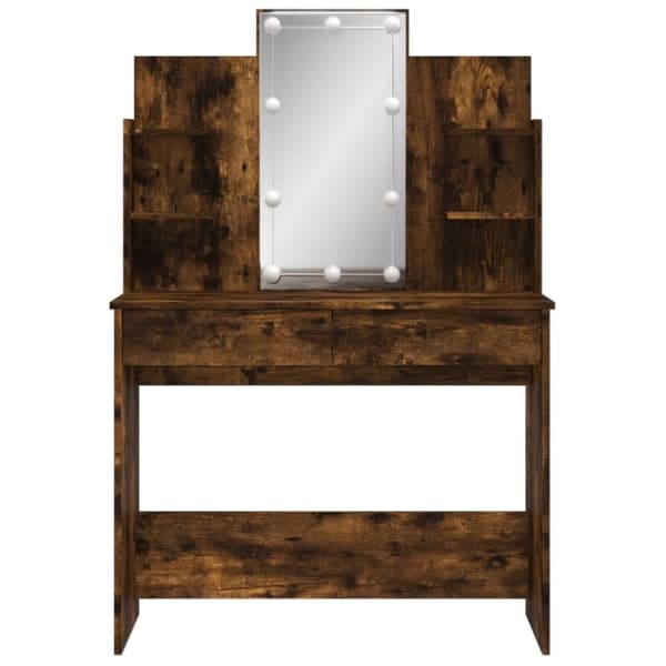 vidaXL Peilipöytä LED-valoilla savutammi 96x40x142 cm