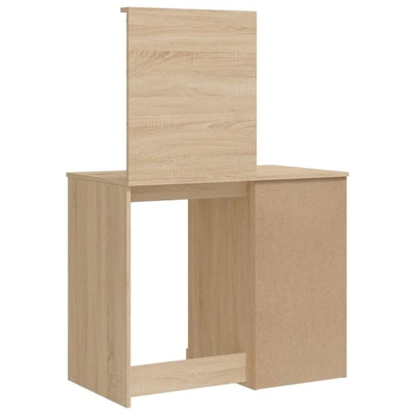 vidaXL Sminkbord med LED-lampor sonoma-ek 90x42x132,5 cm