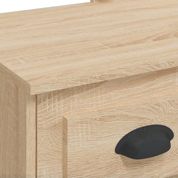 vidaXL Sminkbord med LED-lampor sonoma-ek 90x42x132,5 cm