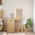 Miniatyrbild 1 av 11: vidaXL Sminkbord med LED-lampor sonoma-ek 90x42x132,5 cm