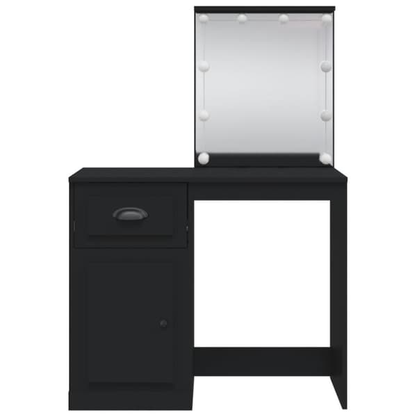 vidaXL Sminkbord med LED-lampor svart 90x42x132,5 cm
