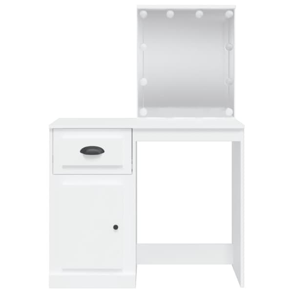 vidaXL makeupbord med LED-lys 90x42x132,5 cm hvid