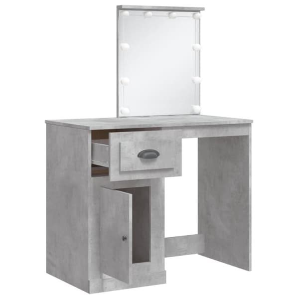 vidaXL Sminkbord med LED-lampor betonggrå 90x42x132,5 cm