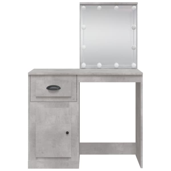 vidaXL makeupbord med LED-lys 90x42x132,5 cm betongrå