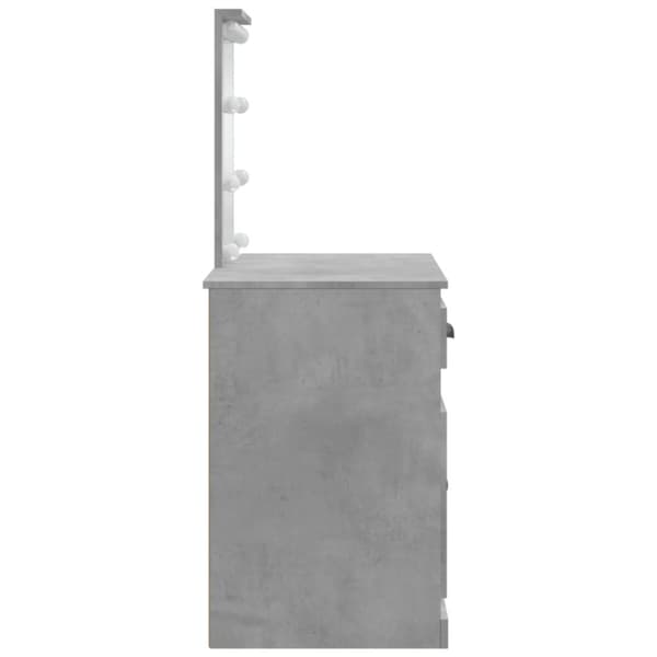 vidaXL makeupbord med LED-lys 90x42x132,5 cm betongrå