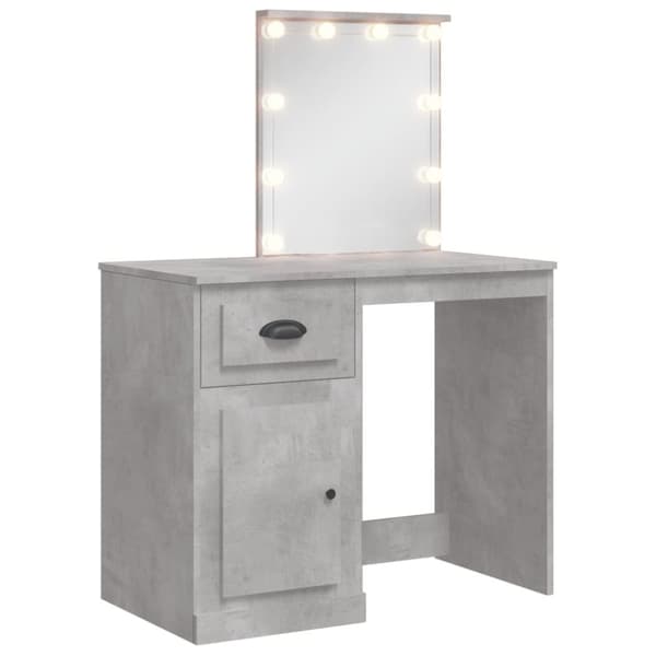vidaXL makeupbord med LED-lys 90x42x132,5 cm betongrå